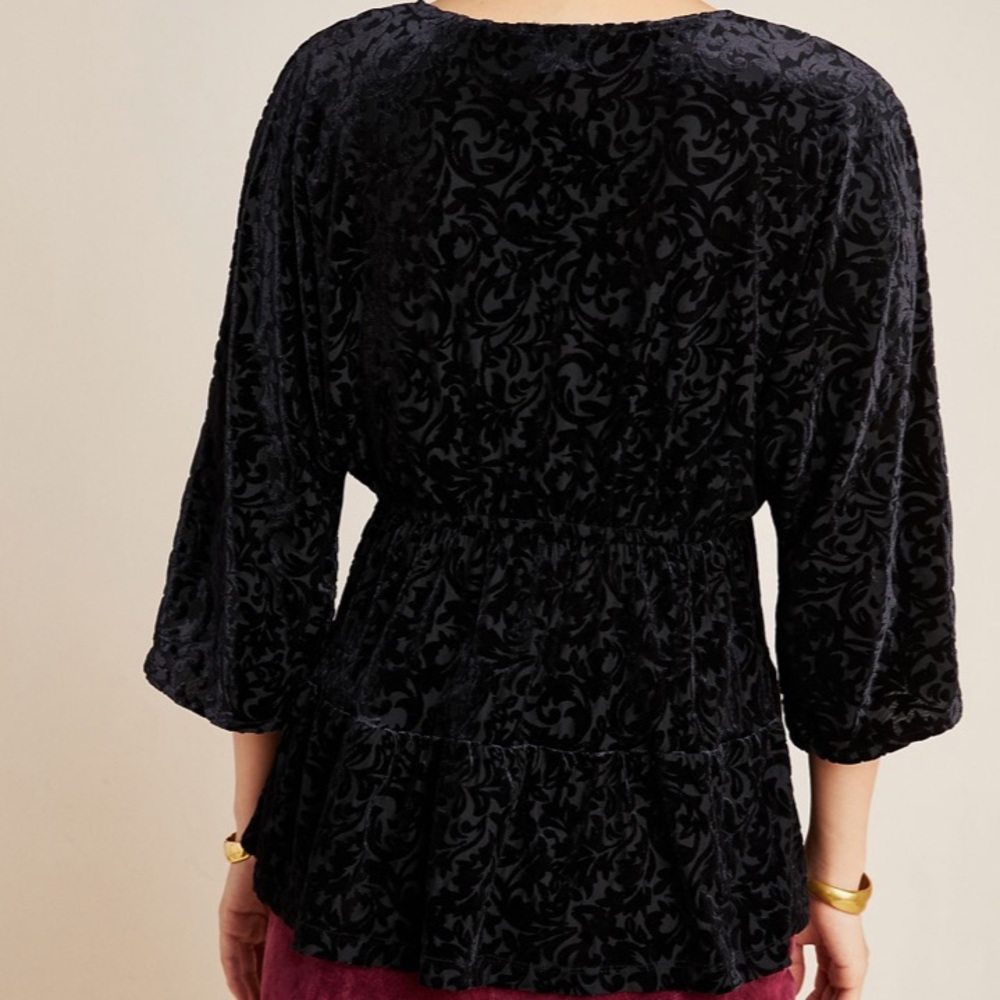 *Anthropologie Burnout Velvet Top Size XS - Picture 4 of 5